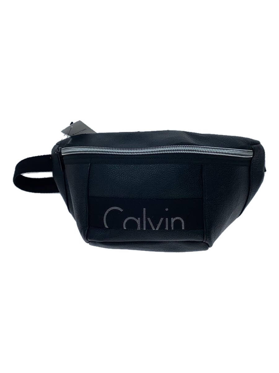 【中古】Calvin Klein◆ウエストバッグ/レザー/BLK【バッグ】