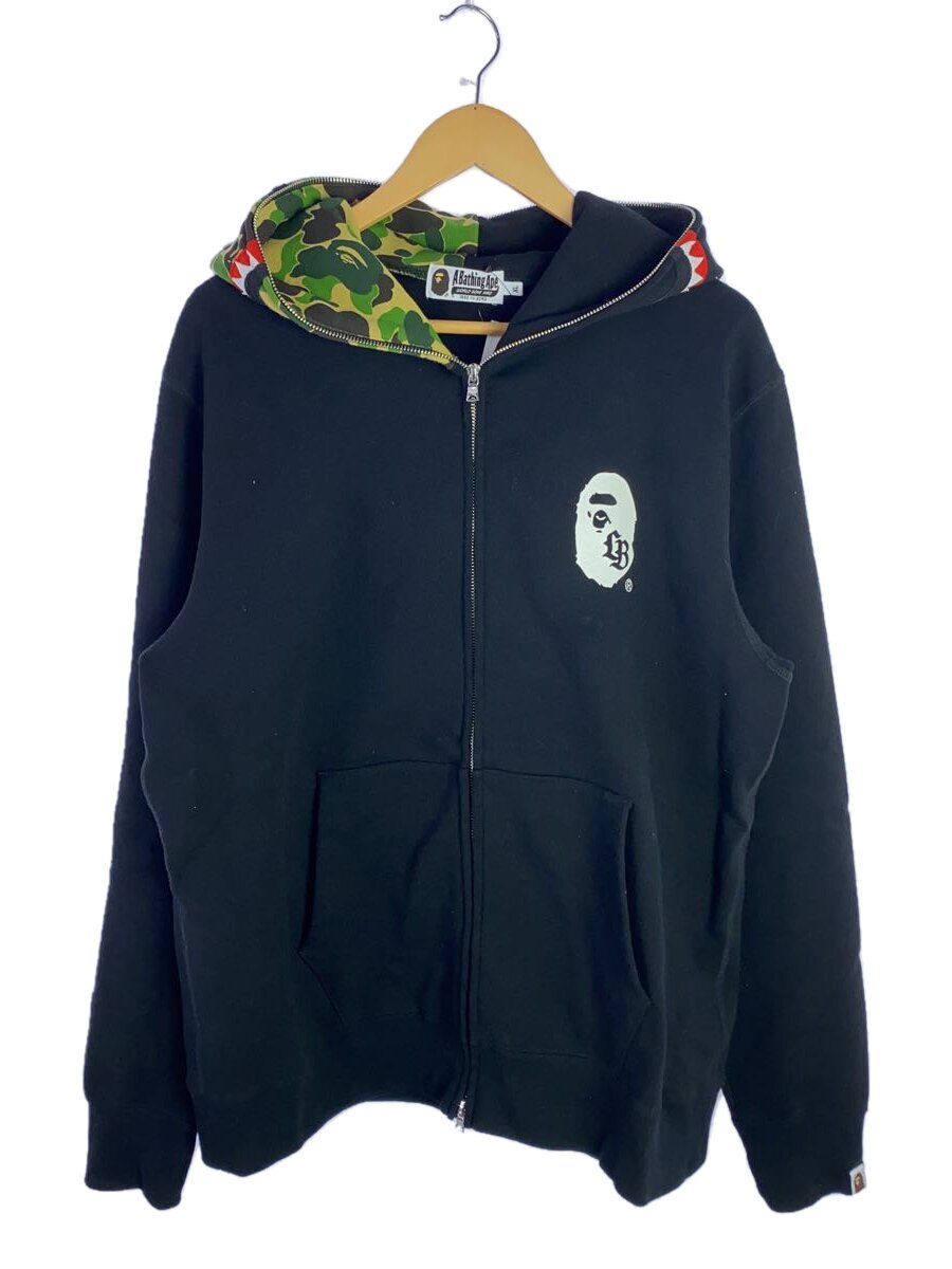 【中古】A BATHING APE◆ジップパーカー/XL/コットン/BLK/カモフラ【メンズウェア】