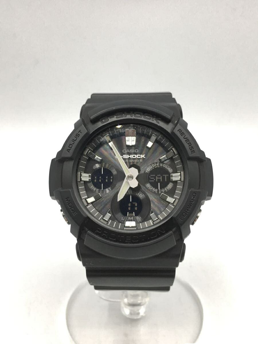 【中古】CASIO◆ソーラー腕時計・G-SHOCK/デジアナ/ラバー/BLK/BLK/SS【服飾雑貨他】