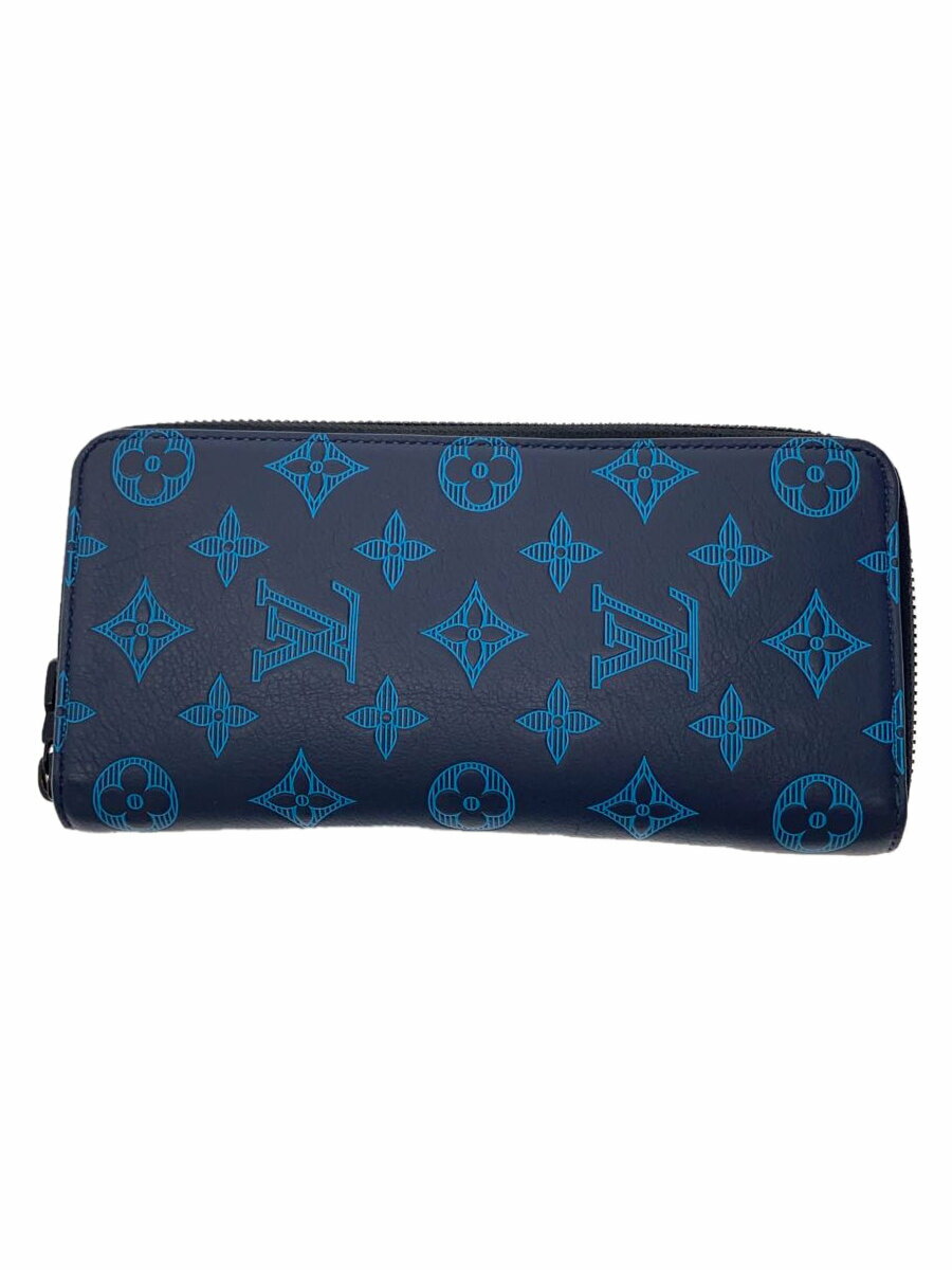 【中古】LOUIS VUITTON◆ジッピー・ウォレット・ヴェルティカル_モノグラム・シャドウ_NVY/レザー/BLK/モノグラム/メンズ【服飾雑貨他】