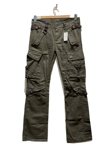 【中古】TORNADO MART◆00s Y2K ポリウレタンコーティング レザーパーツ カーゴパンツ/S/コットン/カーキ【メンズウェア】 【中古】TORNADO MART◆00s Y2K ポリウレタンコーティング レザーパーツ カーゴパンツ/S/コットン/カーキ【メンズウェア】