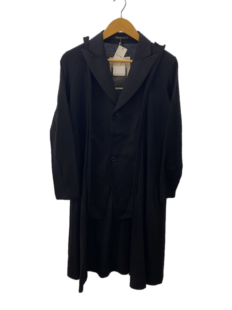 【中古】YOHJI YAMAMOTO◆WOOL GABARDINE COMBINATION LONG JACKET/1/ウール/BLK/FS-HJ62-800【メンズウェア】
