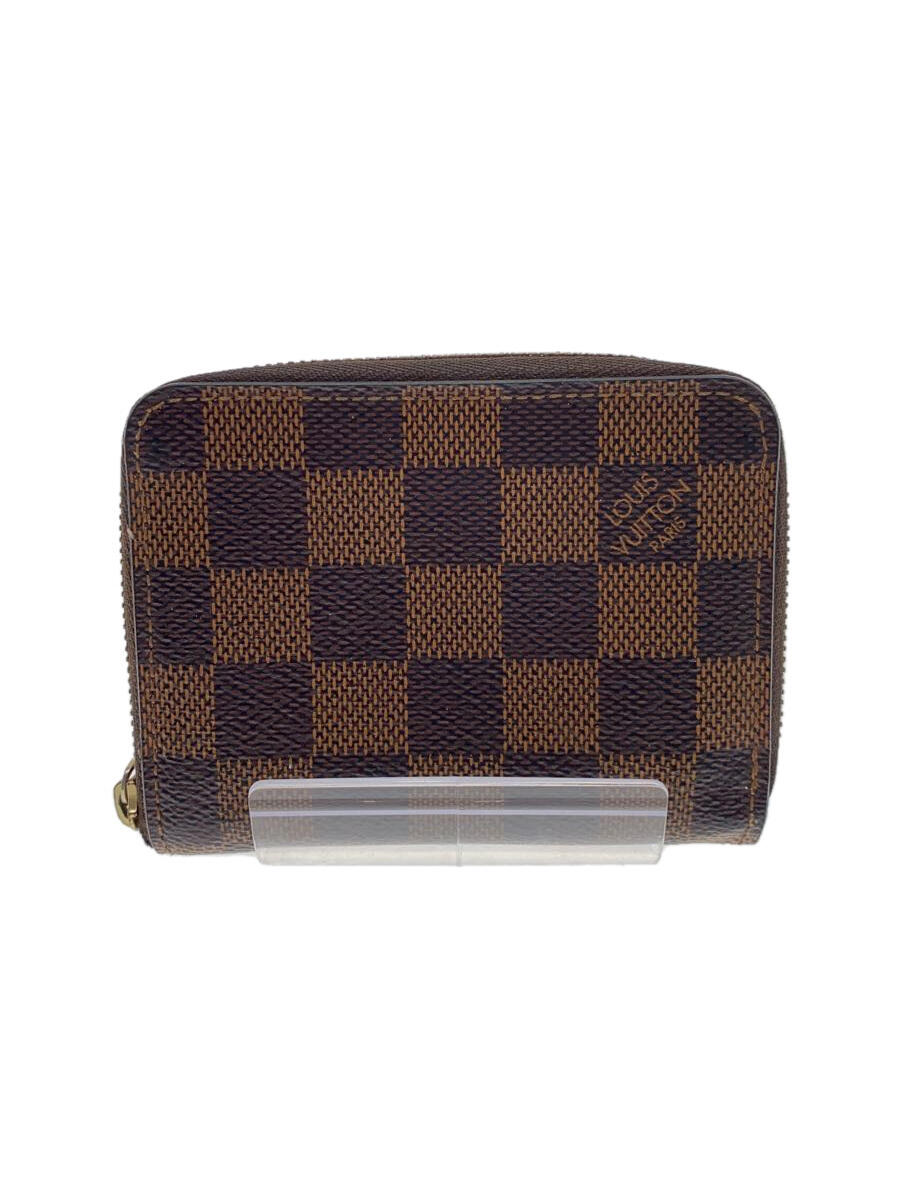 【中古】LOUIS VUITTON◆ジッピー・コインパース_ダミエ・エベヌ_BRW/PVC/BRW/メンズ【服飾雑貨他】