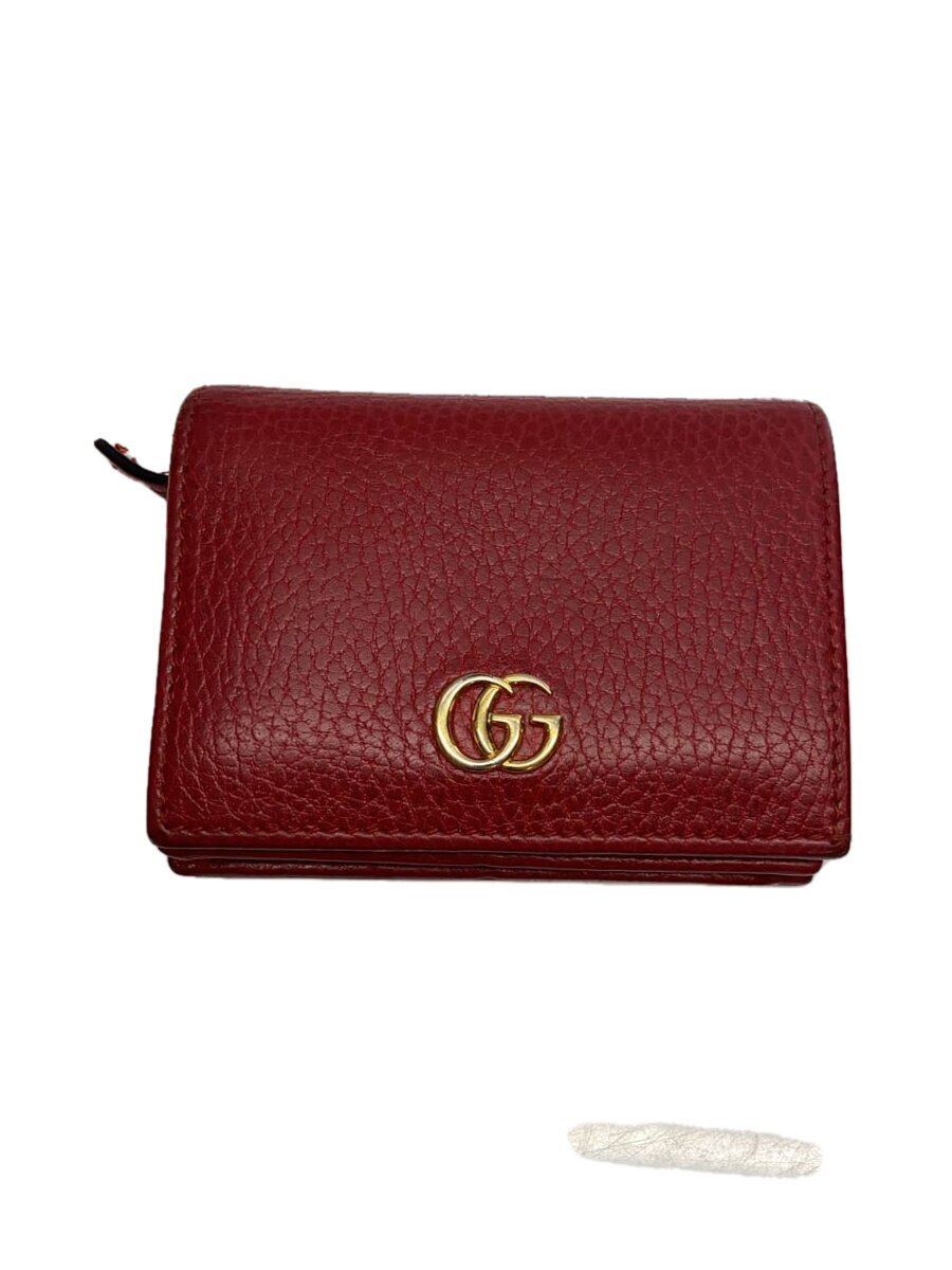 【中古】GUCCI◆2つ折り財布/レザー/RED/レディース/456126/背面に変色有【服飾雑貨他】