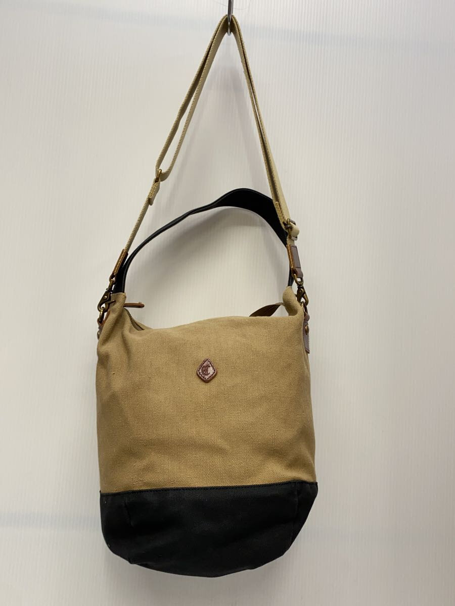 【中古】CLEDRAN◆ショルダーバッグ/キャンバス/BEG/無地/2WAY/トート/バイカラー/カバン/鞄【バッグ】