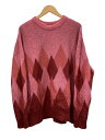 【中古】DAIRIKU◆ニット・セーター(厚手)/L/ナイロン/RED/22AW K-3/22AW/Argyle Mohair Knit【メンズウェア】