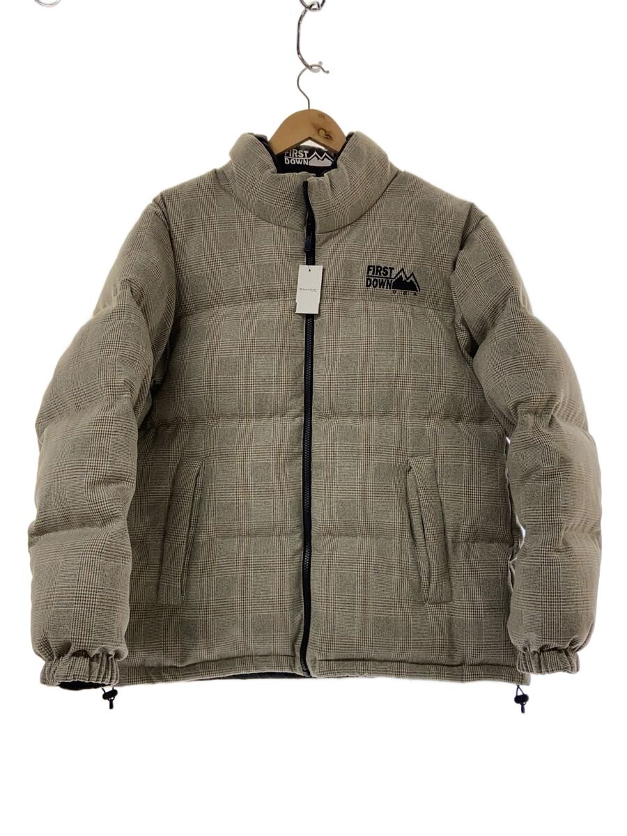 【中古】FIRST DOWN◆BUBBLE DOWN JKT/リバーシブル/ダウンジャケット/L/グレー/チェック/F742002【メンズウェア】