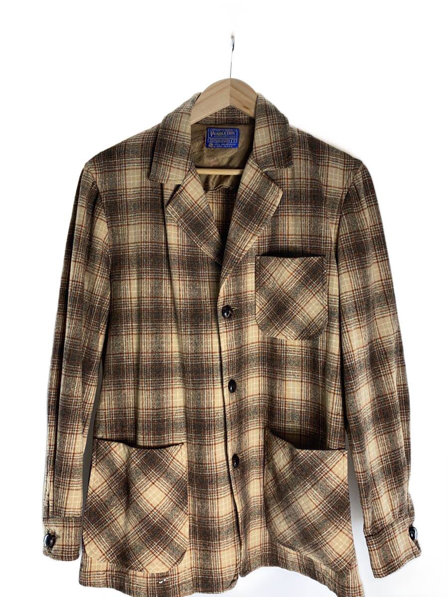 【中古】PENDLETON◆テーラードジャケット/S/ウール/BRW/チェック【メンズウェア】