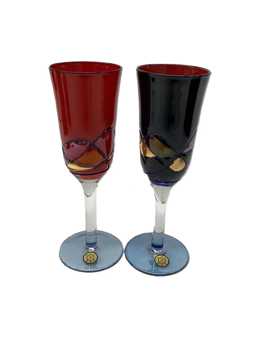 【中古】会津塗/漆芸ガラスグラス/2点セット【キッチン用品】