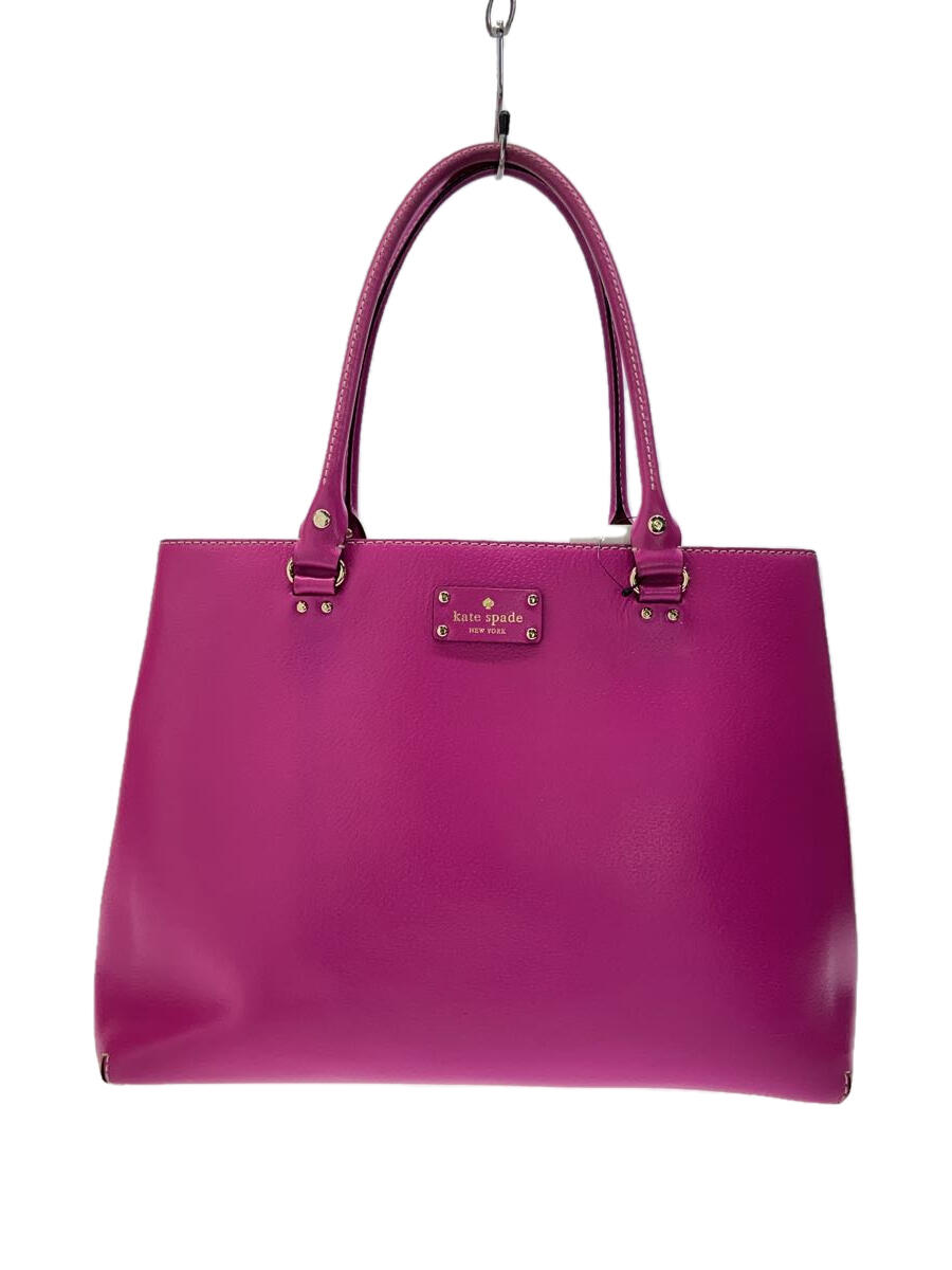 【中古】kate spade new york◆トートバッグ/レザー/PNK/無地//【バッグ】