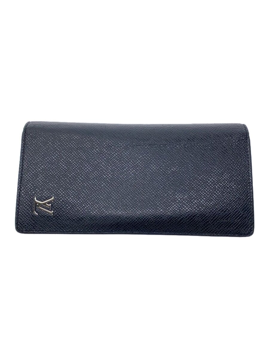 【中古】LOUIS VUITTON◆ポルト・フォイユ・ブラザ_タイガ_BLK/牛革/ブラック/メンズ【服飾雑貨他】(4.0)