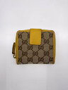 【中古】GUCCI◆2つ折り財布_GGキャンバス/キャンバス/YLW/レディース【服飾雑貨他】