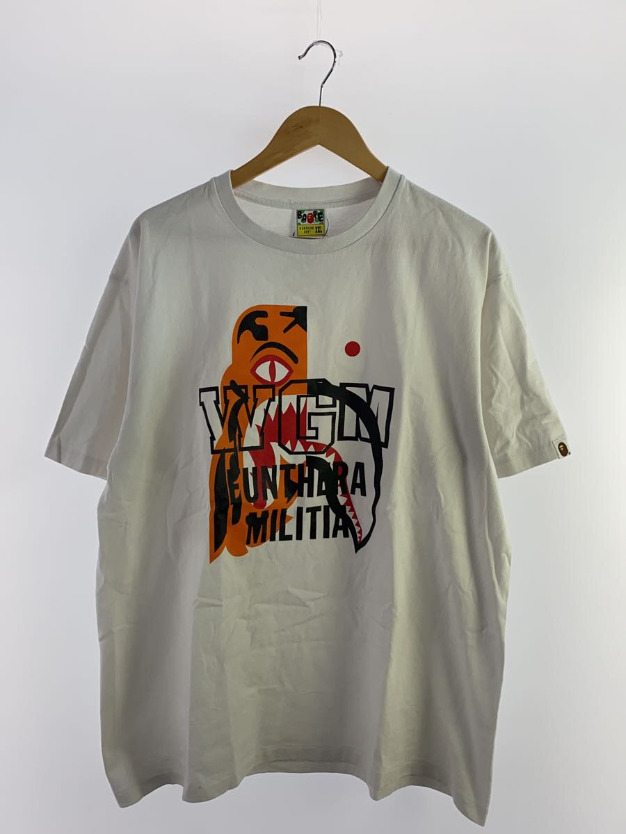 【中古】A BATHING APE◆Tシャツ/XXL/コットン/WHT/プリント【メンズウェア】