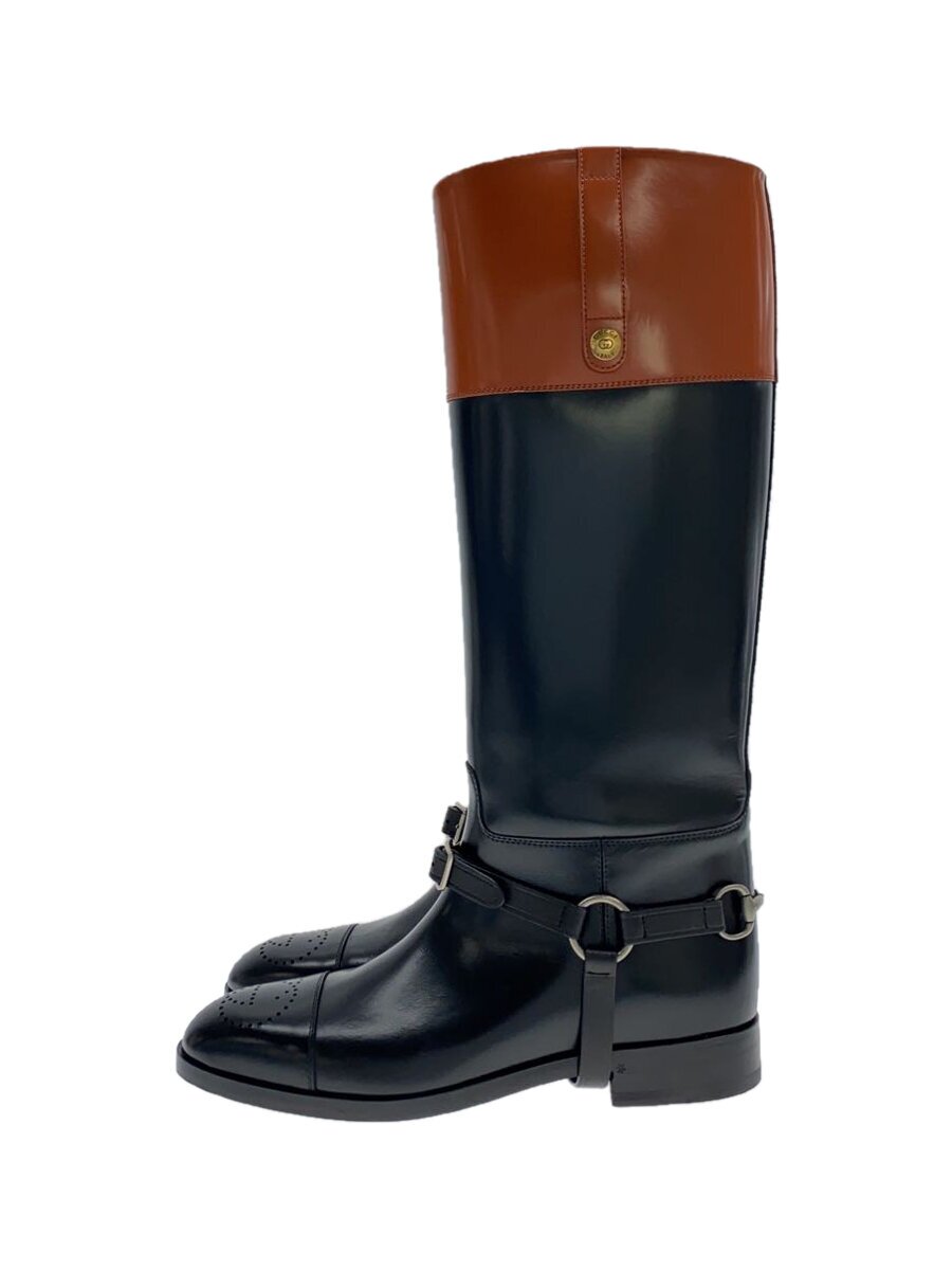 【中古】GUCCI◆ロングブーツ/UK8.5/BLK