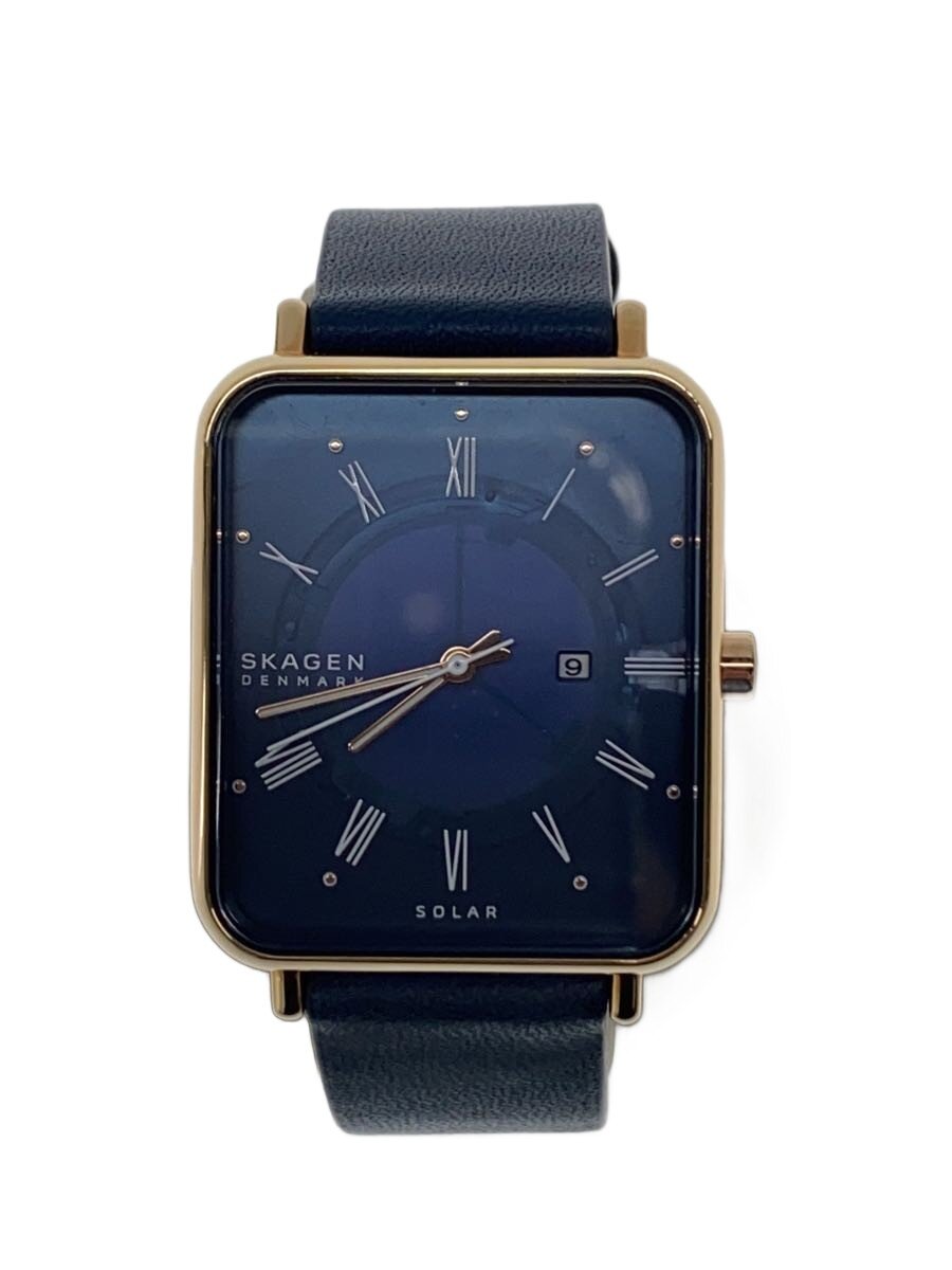 NIXON - 【中古】SKAGEN◆ソーラー腕時計/アナログ/レザー/NVY/NVY/SKW6761【服飾雑貨他】