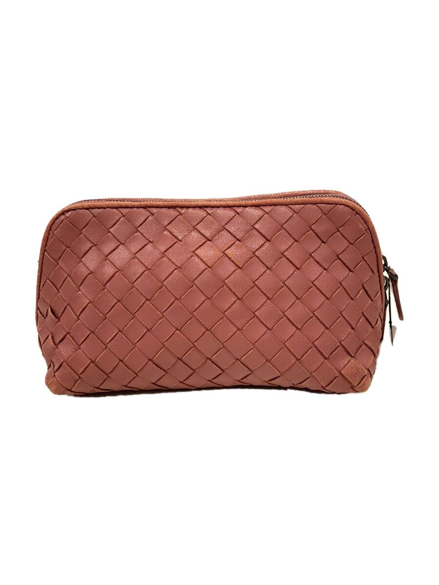【中古】BOTTEGA VENETA◆ポーチ/レザー/PNK【バッグ】