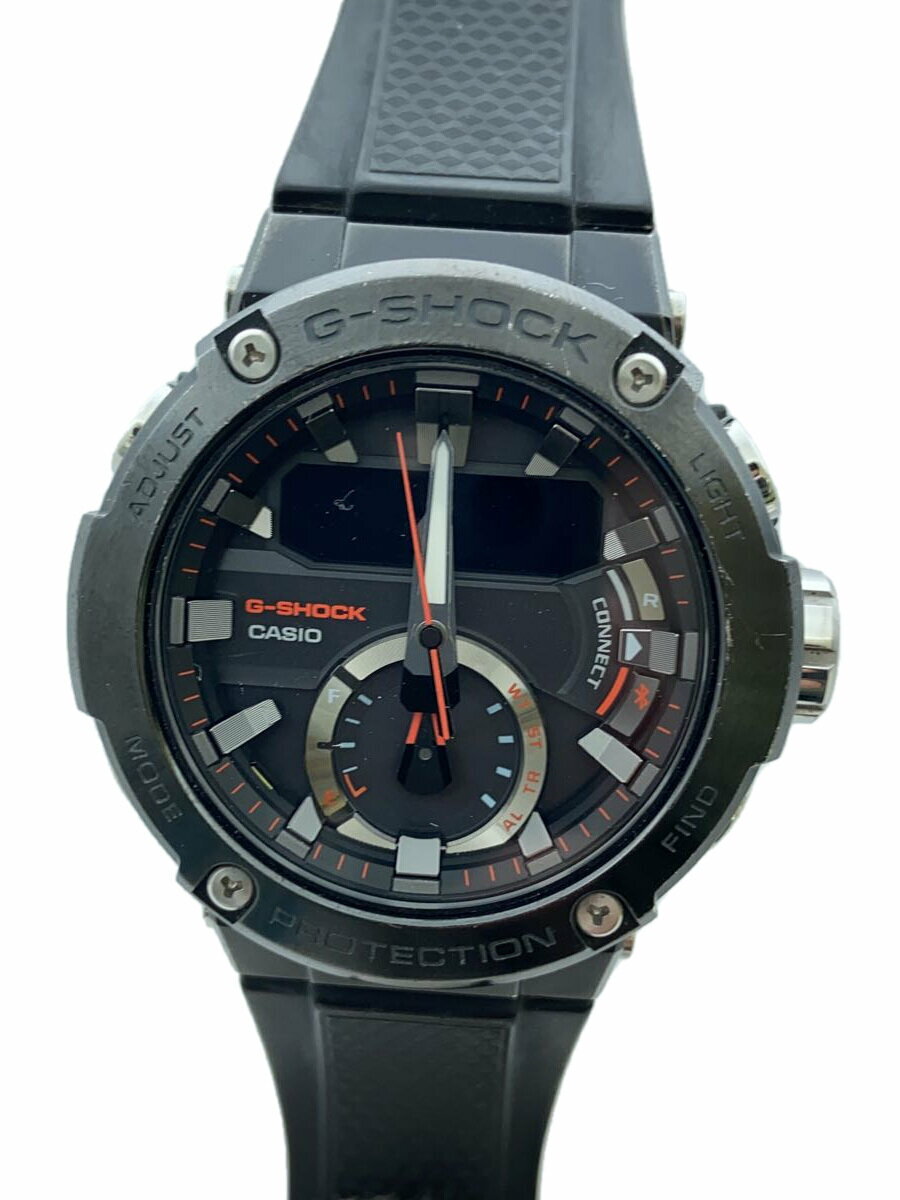 【中古】CASIO◆ソーラー腕時計・G-SHOCK/デジアナ/ラバー/BLK/BLK【服飾雑貨他】