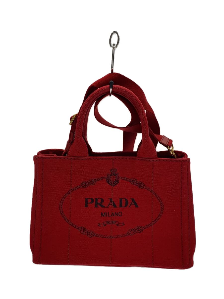 【中古】PRADA◆トートバッグ/キャンバス/レッド/1BG439/プラダ//【バッグ】