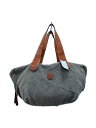 【中古】Lahella◆トートバッグ/レザー/ウール/GRY/グレー【バッグ】