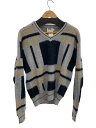 【中古】Montgomery Ward◆70〜80s/ニット・セーター(厚手)/L/アクリル/GRY/チェック【メンズウェア】