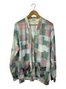 【中古】KUON◆BORO PRINTED MESH Cardigan/カーディガン/XL/ポリエステル/マルチカラー/総柄【メンズウェア】