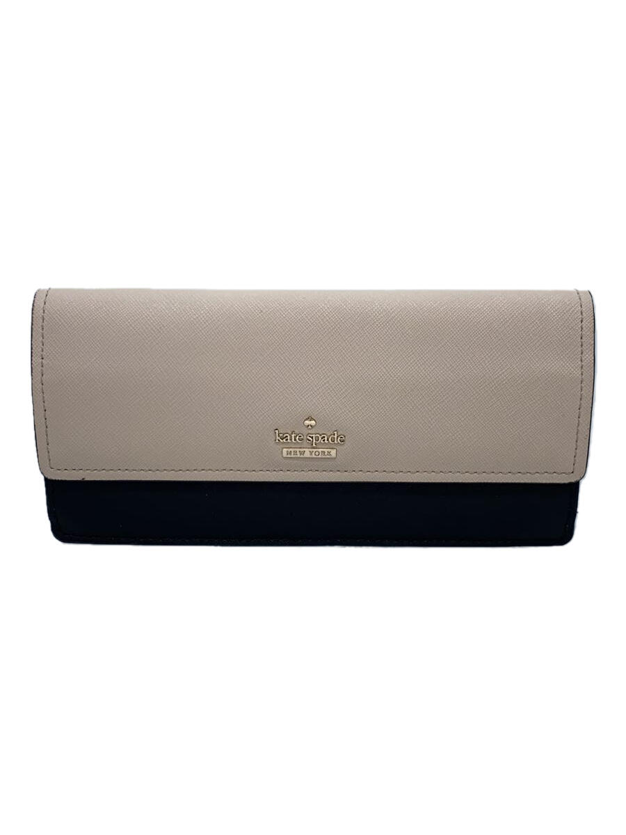 【中古】kate spade new york◆長財布/PVC/BEG/レディース【服飾雑貨他】