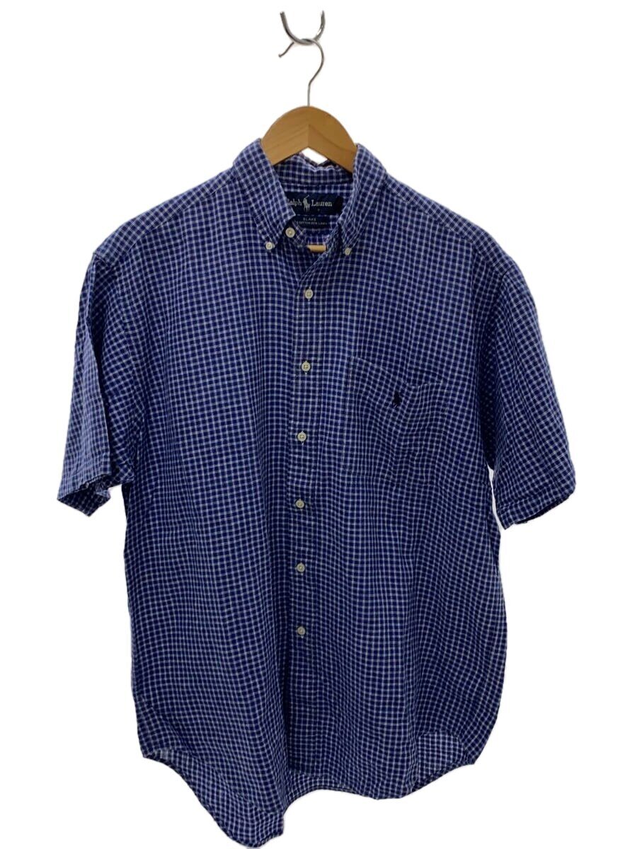 【中古】RALPH LAUREN◆長袖シャツ/L/コットン/BLU/チェック【メンズウェア】
