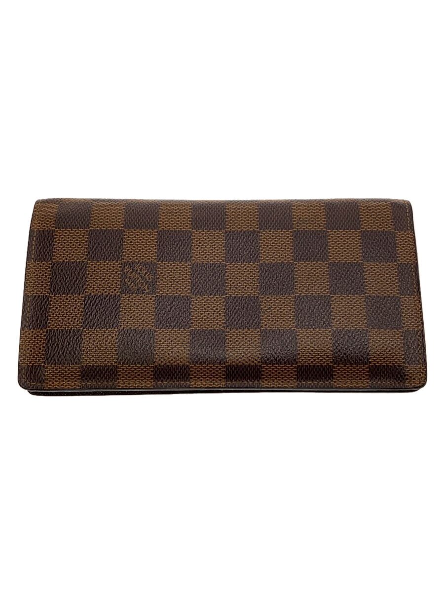 【中古】LOUIS VUITTON◆ポルト・フォイユ・ブラザ_ダミエ・エベヌ_BRW/PVC/BRW/メンズ【服飾雑貨他】