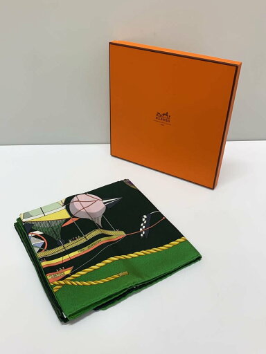 【中古】HERMES◆スカーフ/シルク/GRN/レディース【服飾雑貨他】 【中古】HERMES◆スカーフ/シルク/GRN/レディース【服飾雑貨他】