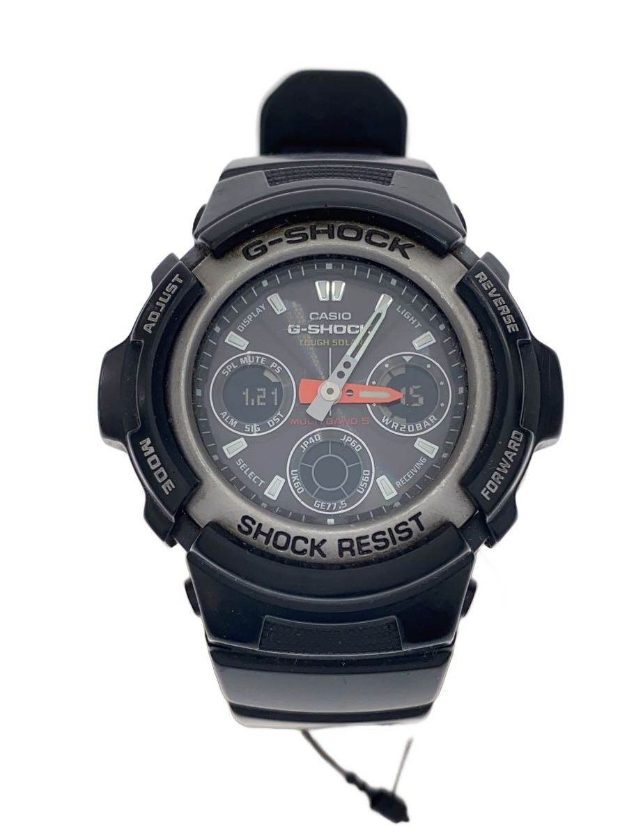 【中古】CASIO◆ソーラー腕時計・G-SHOCK/デジアナ/ラバー/BLK/BLK/ガラス傷//【服飾雑貨他】