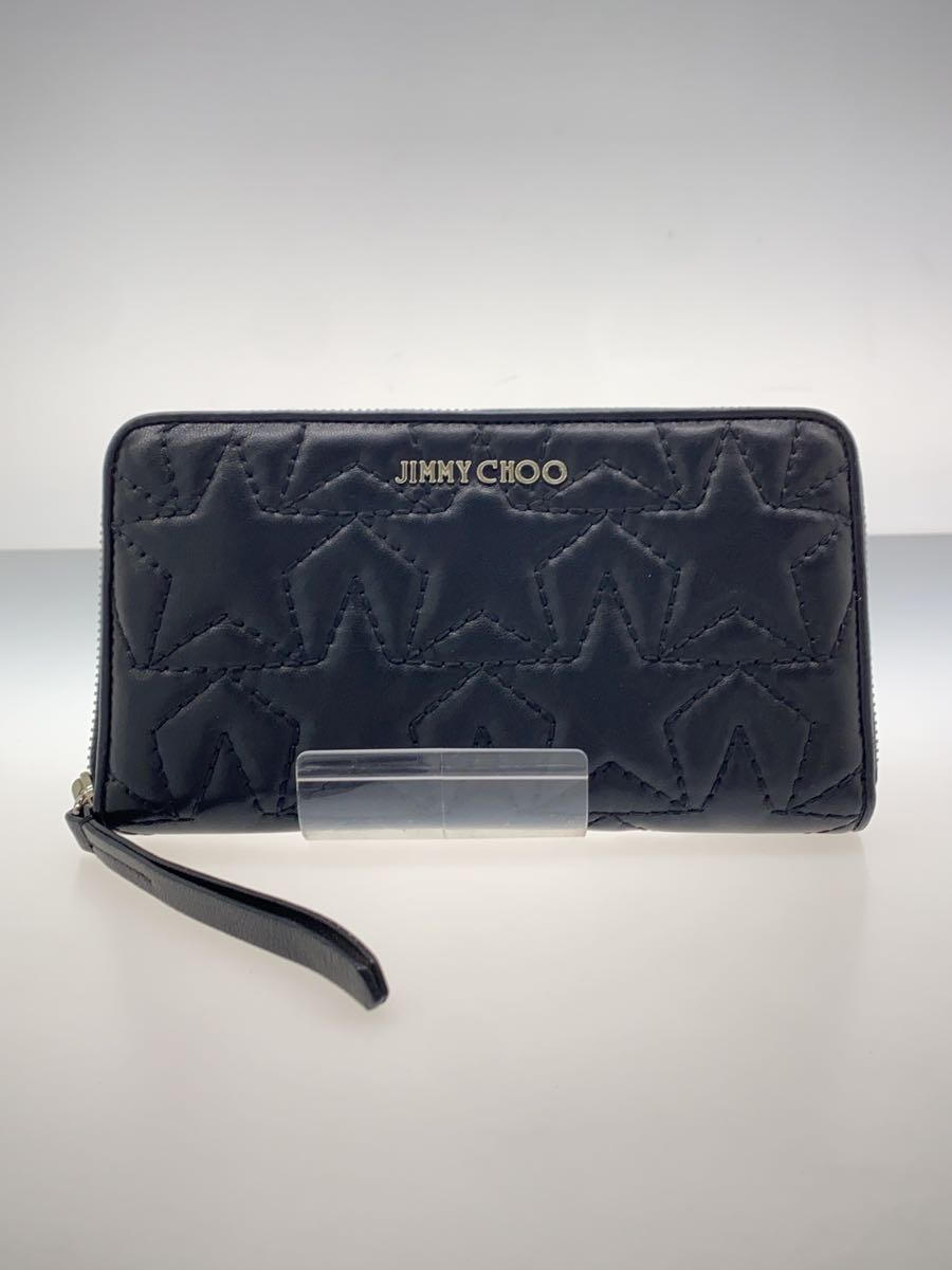 【中古】JIMMY CHOO◆長財布/レザー/BLK