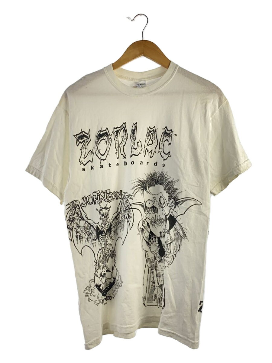 【中古】Tシャツ/M/コットン/WHT/ZORLAC/コピーライト入り/両面プリント【メンズウェア】