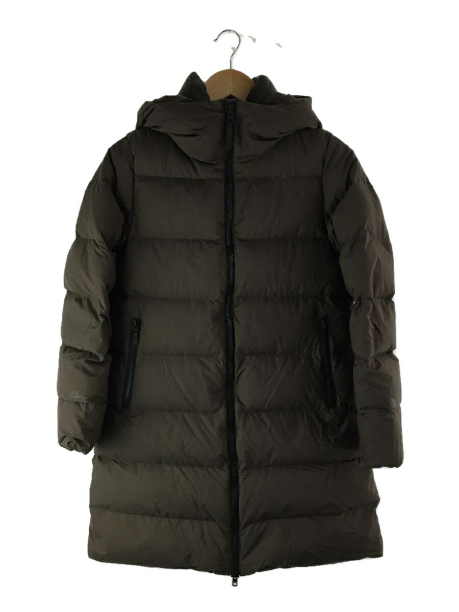 【中古】THE NORTH FACE◆WS DOWN SHELL COAT_ウインドストッパーダウンシェルコート/M/ナイロン/KHK【レディースウェア】