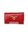 【中古】PRADA◆キーケース/牛革/RED/無地/レディース【服飾雑貨他】