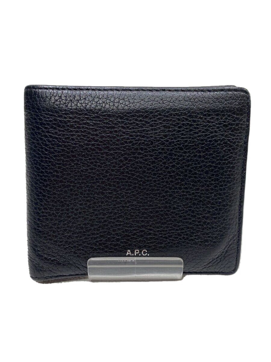 【中古】A.P.C.◆2つ折り財布/レザー/BLK/メンズ【服飾雑貨他】