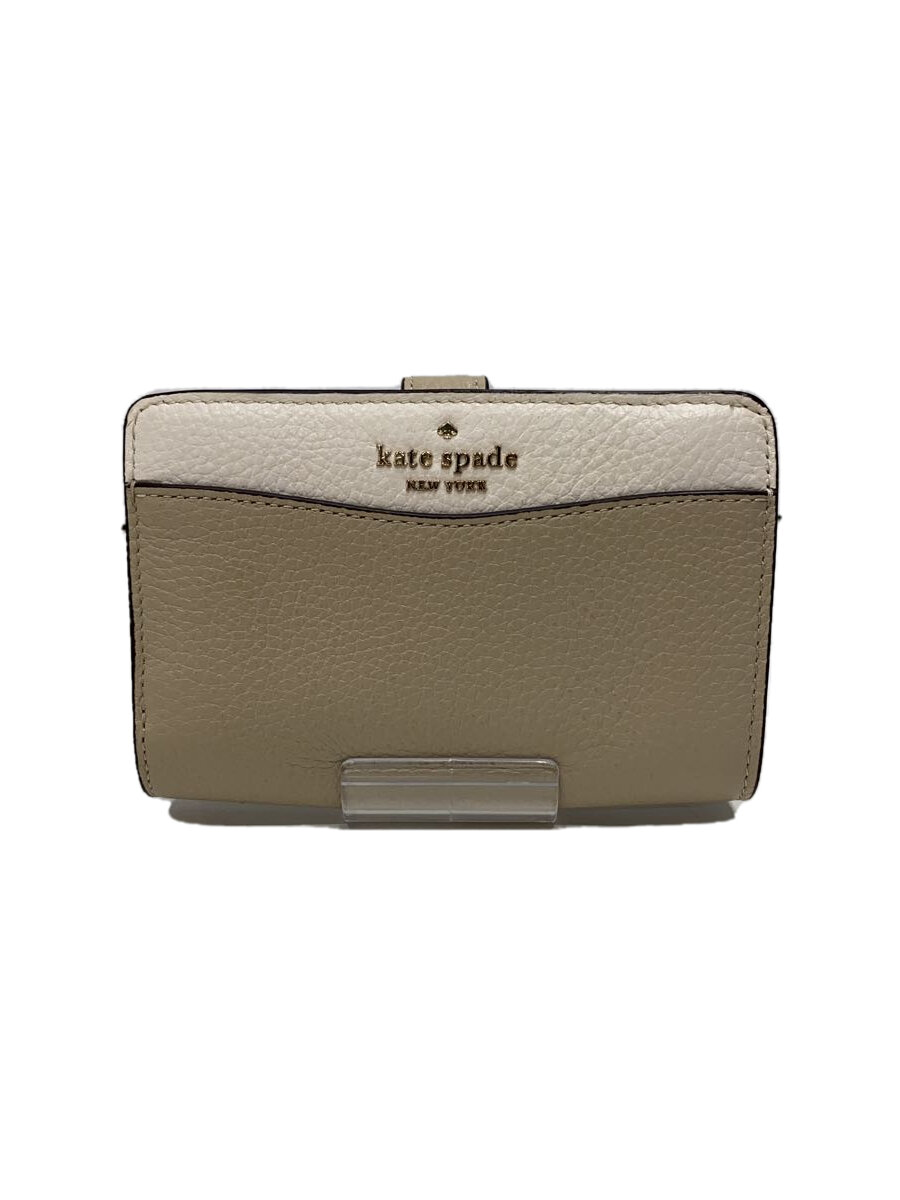 【中古】kate spade new york◆2つ折り財布/--/BEG/レディース【服飾雑貨他】