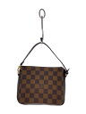 【中古】LOUIS VUITTON◆トゥールス・メイクアップ_ダミエ・エベヌ_BRW/PVC/BRW【バッグ】