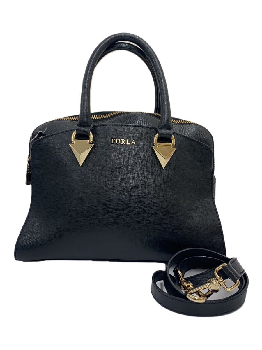 Other - 【中古】FURLA◆フルラ/ハンドバッグ/レザー/BLK/無地/ブラック/2way【バッグ】