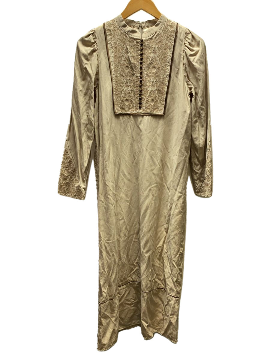 【中古】AMERI◆ELFIN EMBROIDERY CAFTAN DRESS/S/レーヨン/BEG/01120530870【レディースウェア】
