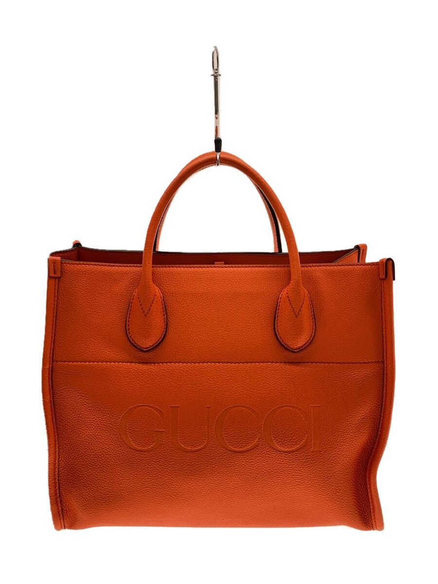 【中古】GUCCI◆Small Tote with Gucci Logo/スモールトート/トートバッグ/レザー/ORN/674822【バッグ】