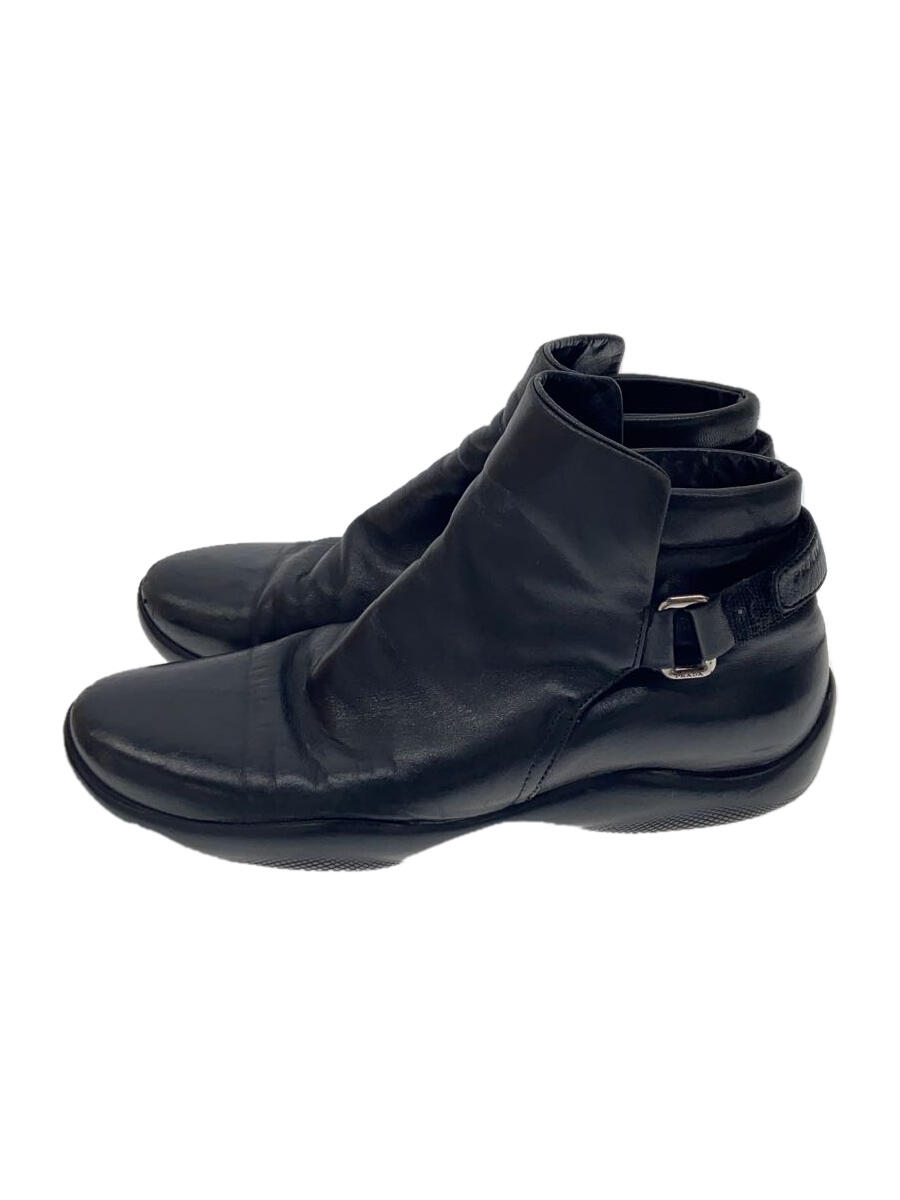 【中古】PRADA◆ブーツ/38/BLK/レザー【シューズ】