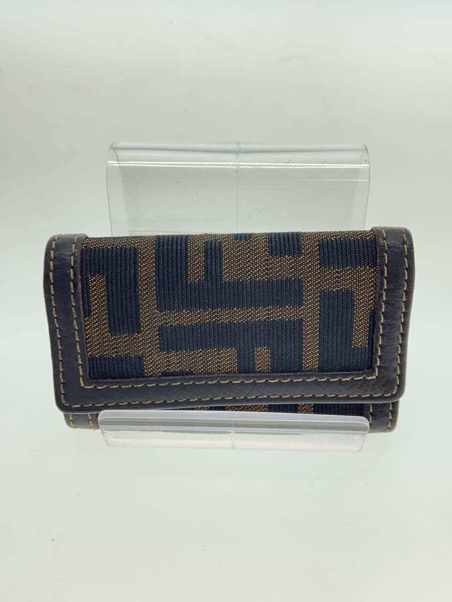 【中古】FENDI◆フェンディ/ズッカ/6連中2連欠品/サビ有/キーケース/キャンバス/BRW/総柄/メンズ【服飾雑貨他】