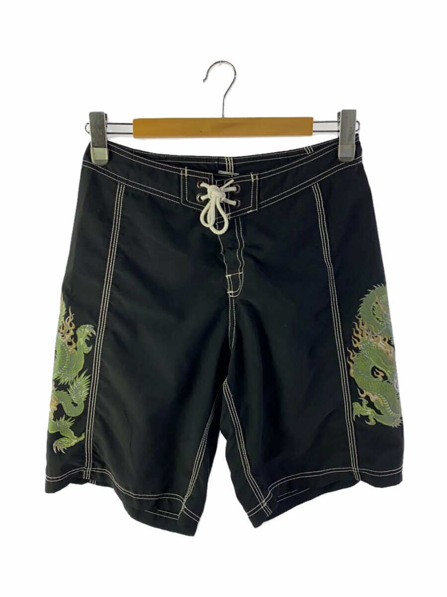 【中古】STUSSY◆ショートパンツ/30/ポリエステル/BLK【メンズウェア】