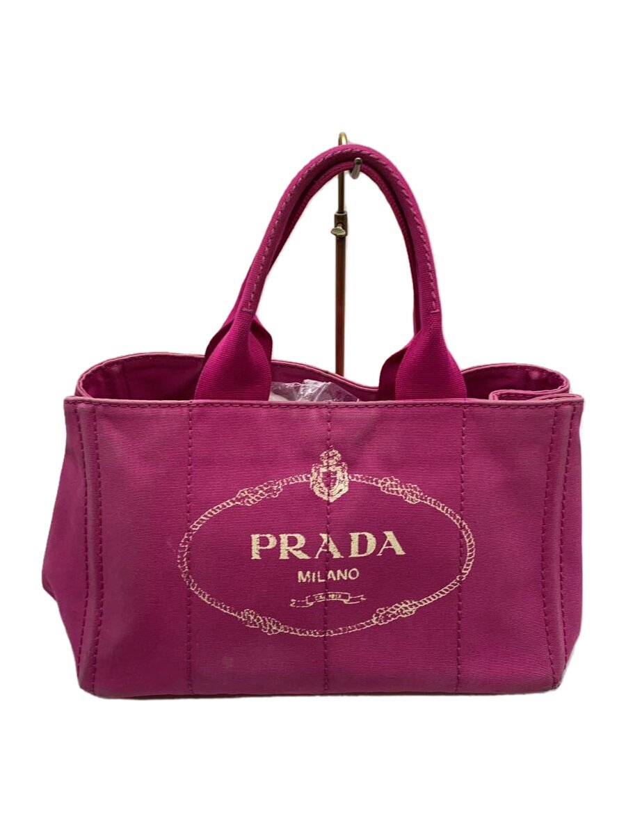 【中古】PRADA◆トートバッグ/キャンバス/PNK/汚れ、黒ズミ有/BN2439//【バッグ】