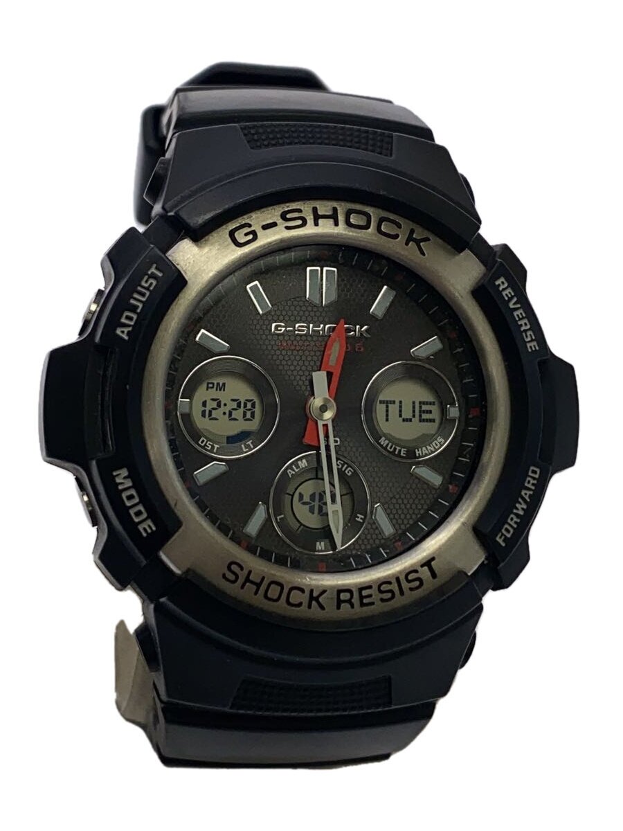 【中古】CASIO◆クォーツ腕時計/デジアナ/ラバー/BLK/BLK/SS/AWG-M100//【服飾雑貨他】