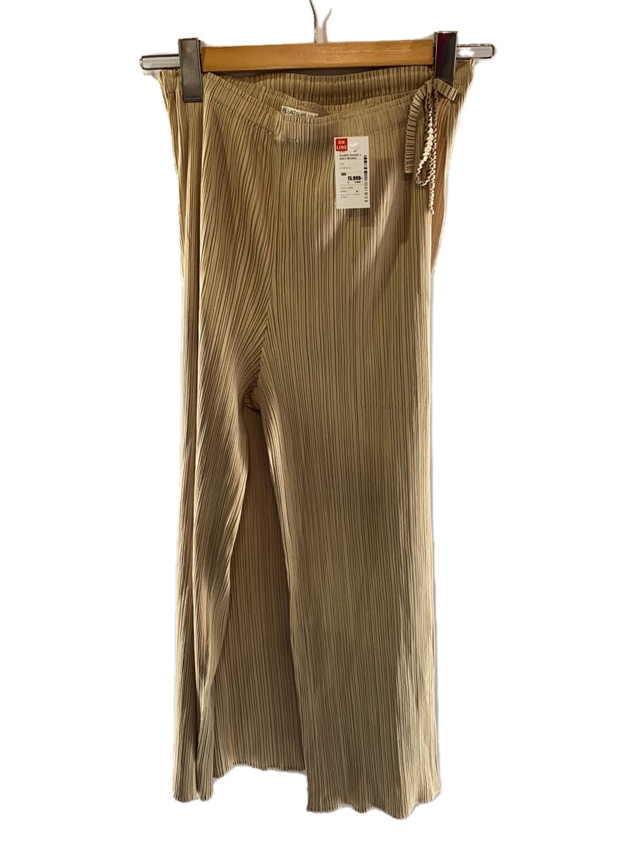 【中古】PLEATS PLEASE ISSEY MIYAKE◆スキニーパンツ/--/ポリエステル/BEG【レディースウェア】