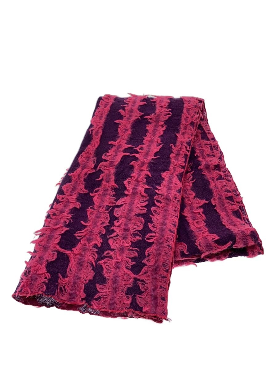 【中古】ETRO◆立体フリンジ マフラー/ウール/PNK/レディース【服飾雑貨他】