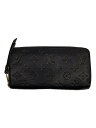 【中古】LOUIS VUITTON◆ジッピー・ウォレット_モノグラム・アンプラント_BLK/牛革/BLK/メンズ【服飾雑貨他】