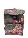 【中古】GUCCI◆リュックサック_GGブルームス/キャンバス/BEG【バッグ】