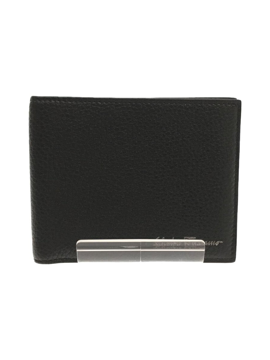 【中古】Salvatore Ferragamo◆サルヴァトーレフェラガモ/2つ折り財布/レザー/ブラック/メンズ/【服飾雑貨他】